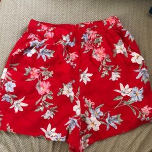 Red shorts with flowers